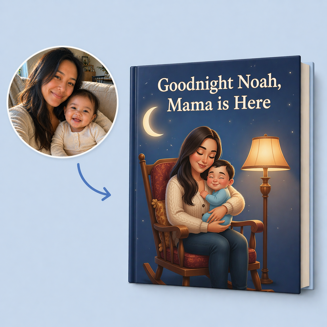 Goodnight Noah, Mama is Here — turn your photo into a personalized book